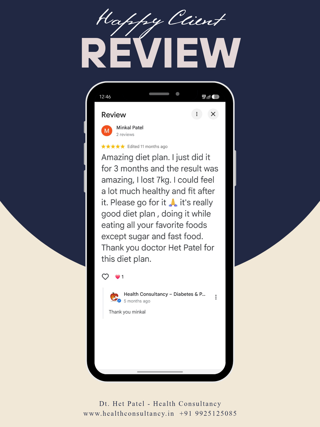 Minkal Patel testimonial