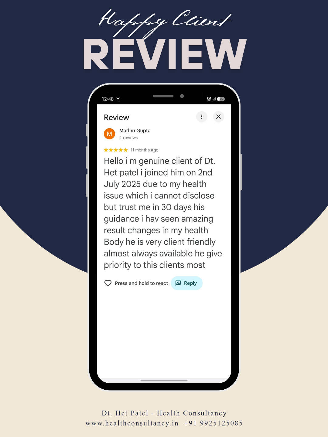 Madhu Gupta testimonial
