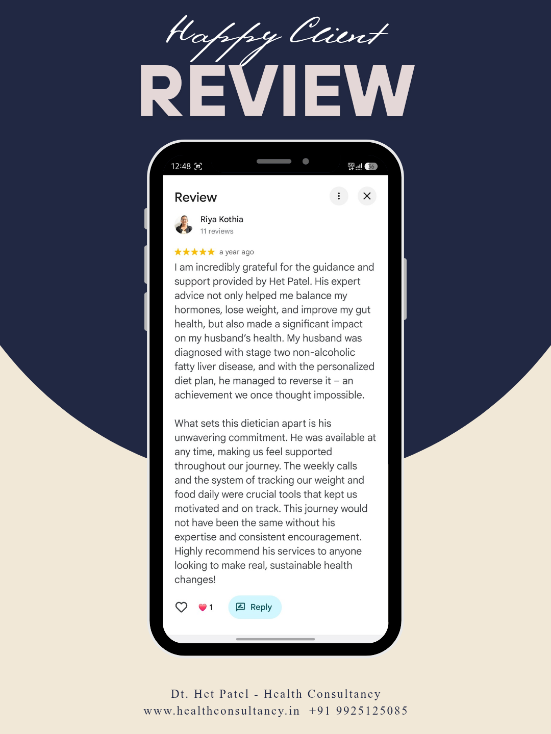 Riya Kothia testimonial
